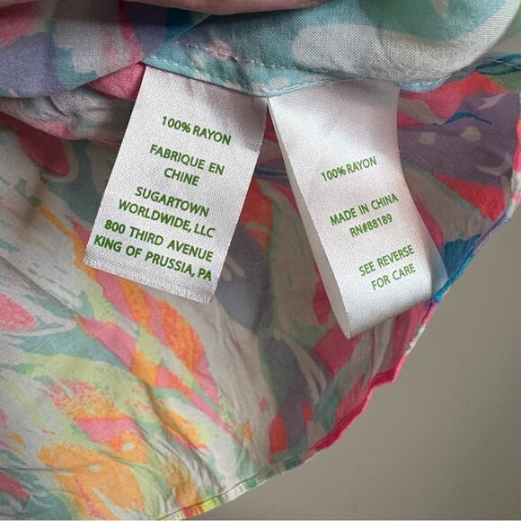 Lilly Pulitzer Shelley Top Cap Sleeve Sparkling Sands Brush Stoke Shirt Size XS - Picture 5 of 7